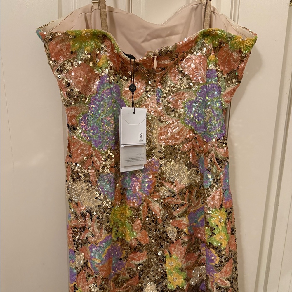 NADINE MERABI Sequin Mini Leila Floral Dress - Picture 2 of 4